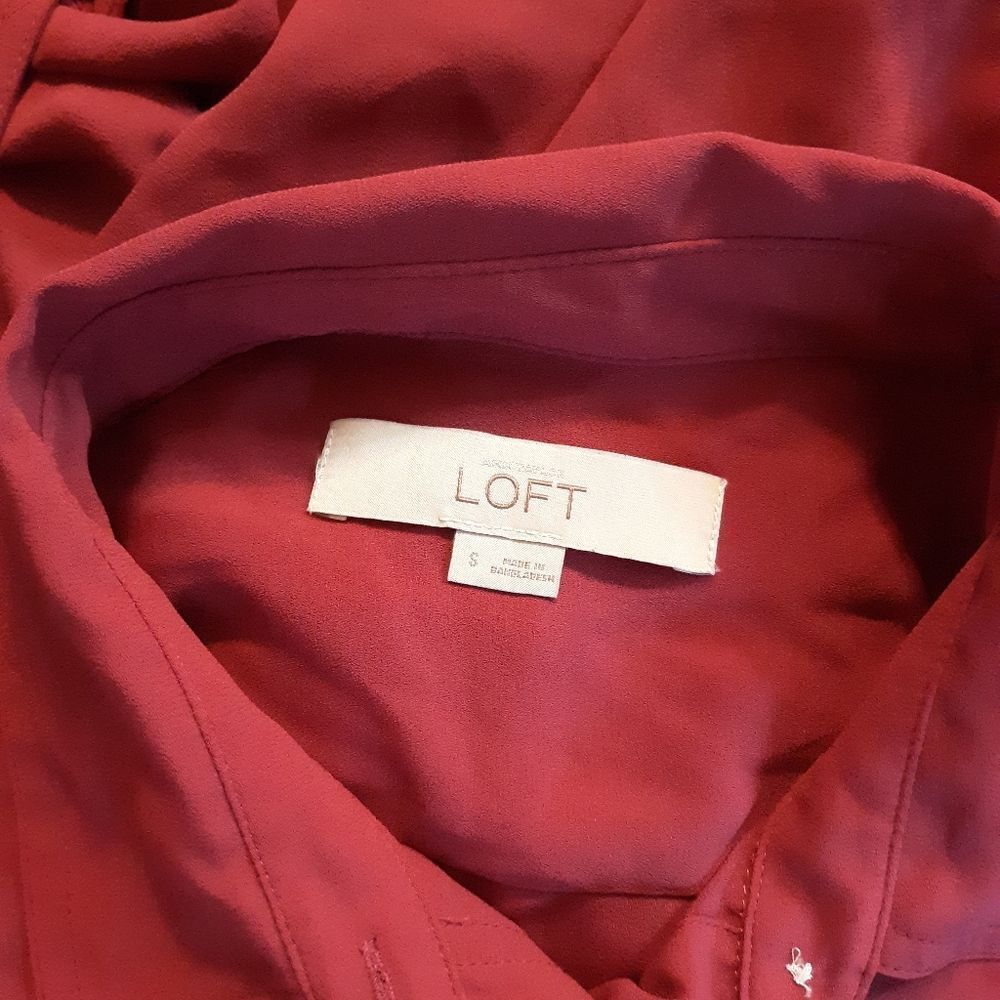 Loft red lightweight button down blouse - Picture 2 of 4